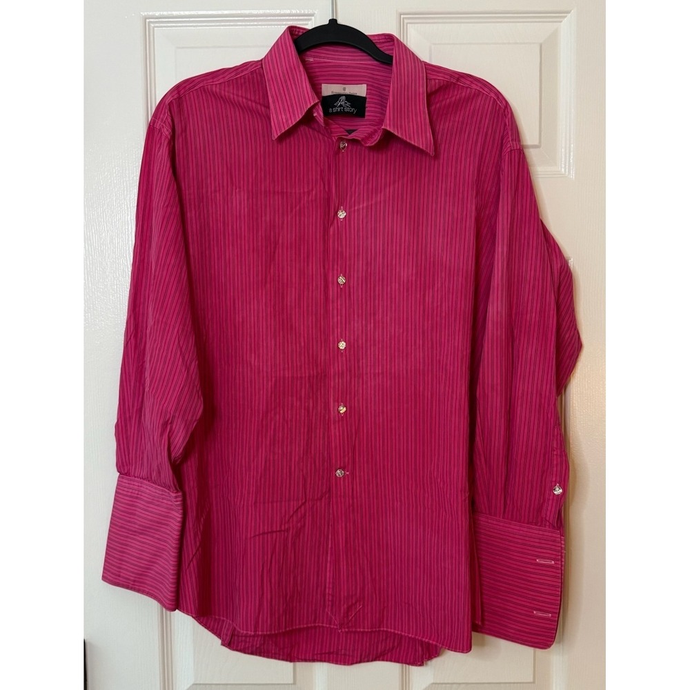 Ermenegildo Zegna A Shirt Story Pink Striped Long Sleeve Button Down Dress Shirt